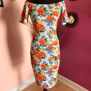 Blue floral print dress